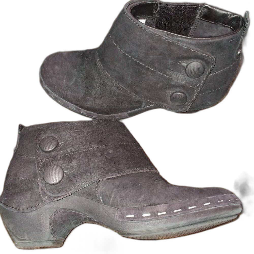 Merrell Luxe Black Button Leather Booties